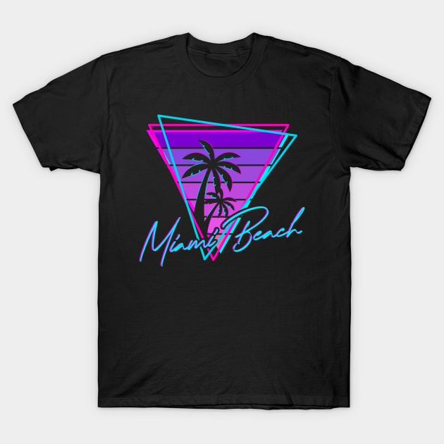 Retro Miami Beach Vintage 80s Beach Gift T-Shirt by Delightful Designs